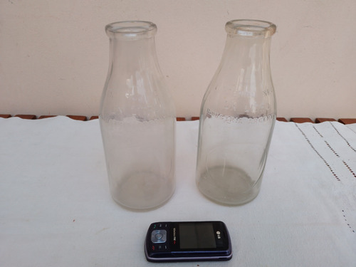 Lote De 2 Antiguas Botellas De Leche 1 Litro Sanas (Usado)