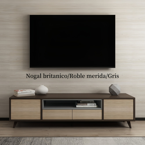 Mueble Para Televisión Estilo Nórdico Minimalista 160x40x44