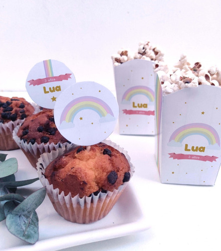 Imagen 7 de 7 de Kit Imprimible Arco Iris Pastel Personalizado