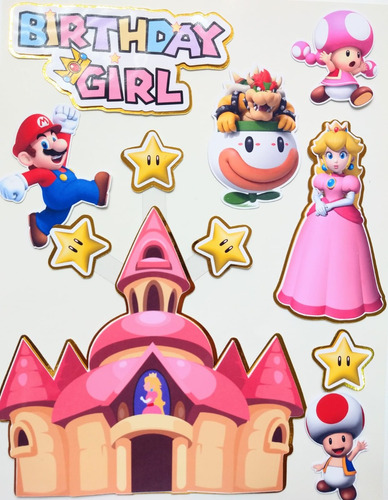 Decoración Torta Princesa Peach Mario Bros