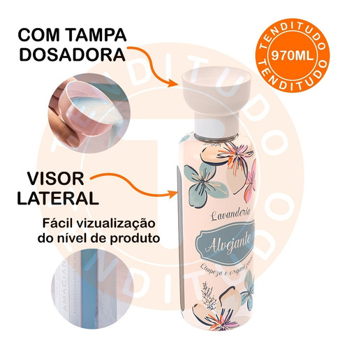 Imagem 3 de 6 de Porta Alvejante C/ Dosador Tampa Lavanderia 970ml Forido