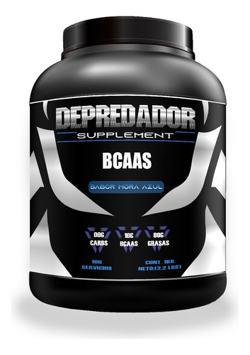 Aminoácidos Bcaas Depredador Protein 1 Kg Sabores 100 Serv Mora Azul