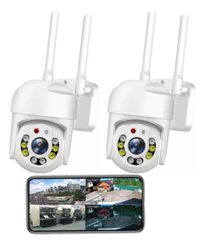 Kit X 2 Domo Wifi Hd1080p Alarma Deteccion De Movimiento Ext