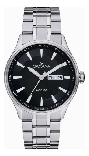 Reloj Grovana St. Andrews 1194.1137 Clásico Zafiro Original Plateado Plateado Negro