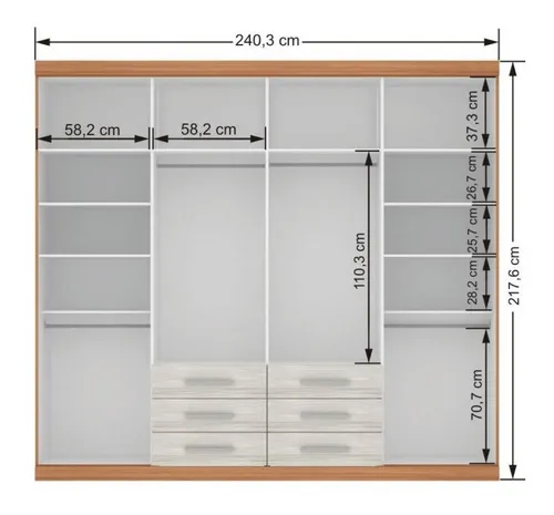 Ropero Santos Andirá Master 8.6 color blanco/blanco de mdp con 8 puertas batientes