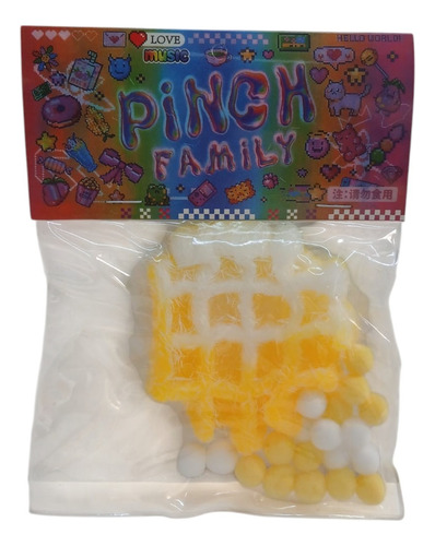Squishy Pinch Family Waffles Con Pelos Antiestrés Toyz Amarillo