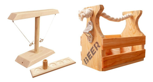 Hook Game+ Portacervezas, Juego De Mesa De Madera Nat