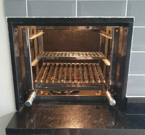 Suporte Grelhas Espetos Em Inox Churrasqueira 60cm + Grelha
