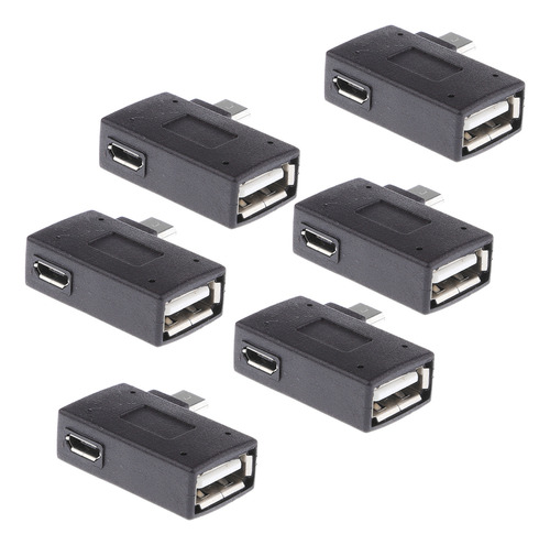 6 Pieces 90 Degree Angle Micro Usb 2.0 Otg Host Adapter With