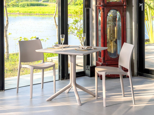 Mesa Comedor Restaurante Bar Cuadrada 80x80 Para Exterior Color Gris