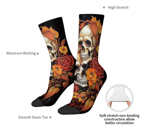 1 Par De Calcetines Redondos Unisex Con Estampado De Dos Cal