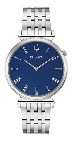 Relógio Bulova Masculino Slim 96a233 Cor da correia Prata Cor do bisel Prata Cor do fundo Azul
