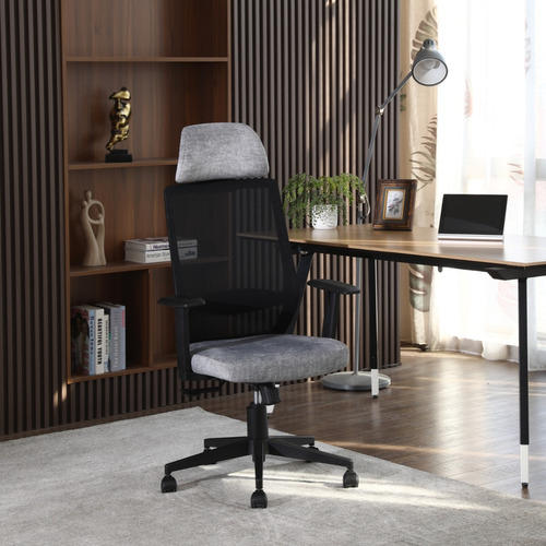 Imagen 6 de 10 de Silla De Oficina Gerencial Snake En Tela Gris Brazos 2d