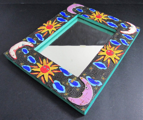 Antigo Espelho Com Moldura Madeira 23x19cm 56 Rrdeco