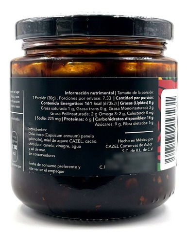Salsa De Chipotle Dulce Con Chocolate Miel Y Piloncillo 220g
