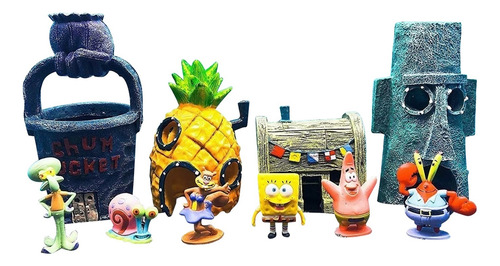 10pcs Casa De Juegos Para Acuario De Bob Esponja