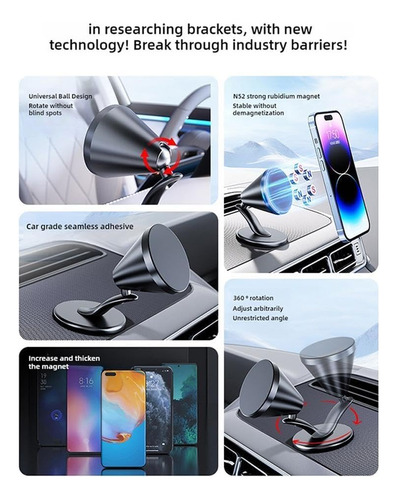 Soporte Magnético Giratorio Para Coche Rtyweth 720 Hacia Arr