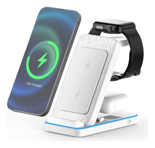Carregador Sem Fio Indução Rápido 3 Em 1 Para Apple