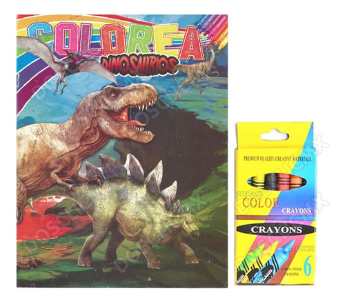 35 Libros Colorear 16 Pag Dinosaurios  + 35 Crayolas 6 Pzs