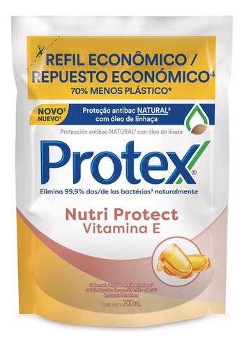 Sabonete Líquido Refil Antibacteriano Nutri Protect Vitamina E 200ml Protex