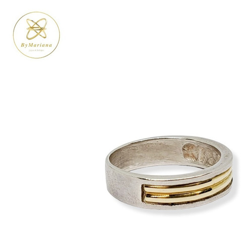 Imagen 3 de 7 de Anillo Plata Y Oro Tipo Alianza