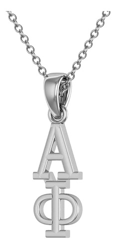 King Greek Collar Alpha Phi De 18 Pulgadas, Plata De Ley,