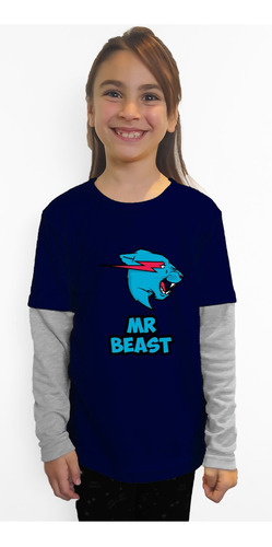 Polera Manga Larga Diseño Mr Beast Dtf Cod 002