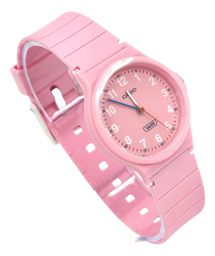 Reloj Casio Timeless Collection LQ-24b-4bdf con correa rosa y bisel rosa, fondo rosa