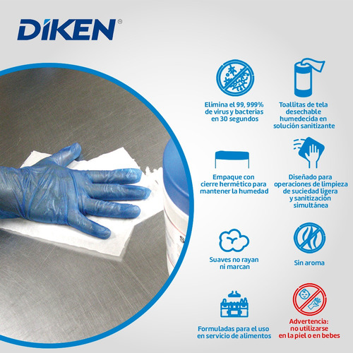 320 Toallitas Sanitizantes Diken Sani-wipes Para Superficies