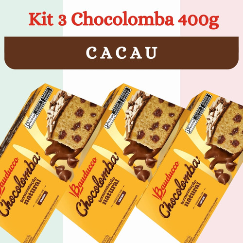 Kit 3 Chocolomba C/ Gotas De Chocolate Sabor Cacau - 400g