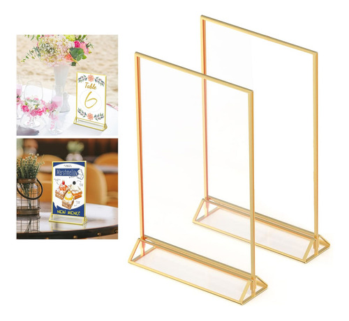 2 Pack Porta Acrílica Menú Tamaño Carta Soporte 27×20cm