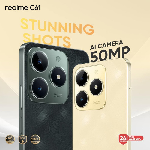 Realme C61 8gb /256 Gb / Nfc *resistente Agua Y Golpes* Sparkle Gold