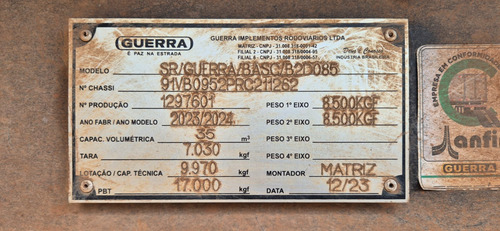 Rodocaçamba Guerra 2023/24 35m3 Na Lata C/pneus 2i38