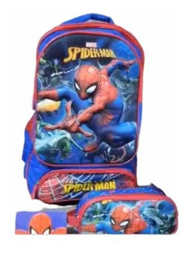 Mochila Con Ruedas Grande Spiderman+accesorios