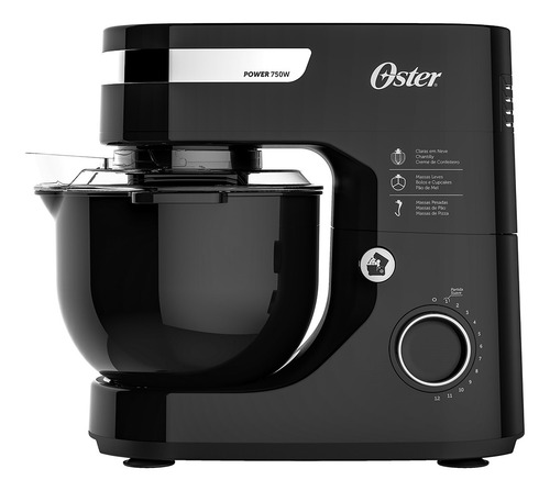 Imagem 2 de 5 de Batedeira com pedestal Oster OBAT610 preta 127 V