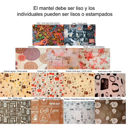 Combo Mantel 2.00x1.40 Y 6 Individuales De Ecocuero.