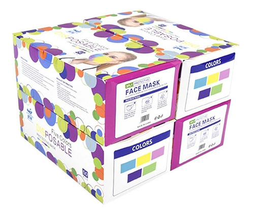 Imagen 8 de 9 de 200 Cubrebocas Tricapa Tapabocas Mascarilla 5 Colores Log-on