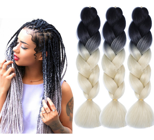 3 Pcs Peluca Degradada Tricolor Trenzas Sucias Africanas