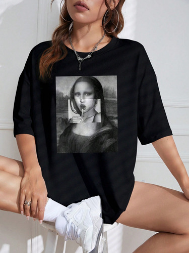 Remera Oversize Mujer Mona Lisa Aesthetic Moda Para Chicas