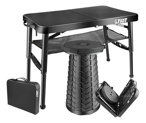 Mesa Plegable Taburete Campamento Portatil Altura Ajustable