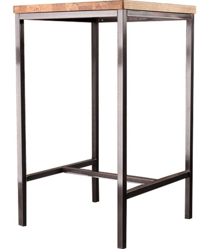 Imagen 1 de 9 de Mesa Alta Barra Desayunador Hierro Madera Industrial
