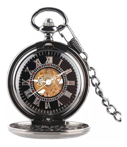 Reloj De Bolsillo Mecanico Corazon Negro