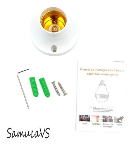 Imagem 5 de 5 de Camera Ip Seguraca Lampada Vr 360 Panoramica C/visão Noturna
