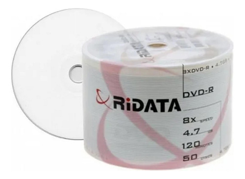 Dvd-r Ridata Printable 4.7gb 8x - Pack Com 50 Mídias