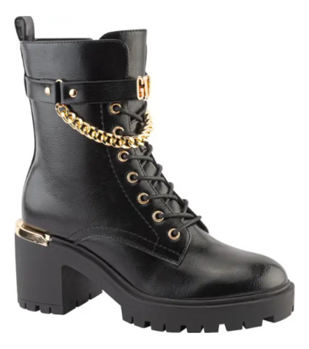 Bota Militar Belinda Peregrin 3361 Con Cadena Frase Metalica