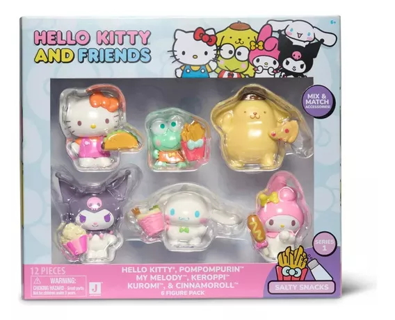 Hello Kitty Y Sus Amigos Set 6 Figuras  Kuromi Melody Keropi
