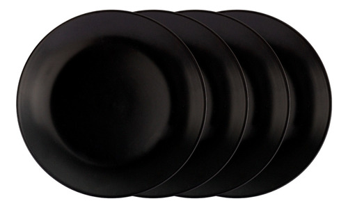 Juego De 4 Platos Trinche De Cerámica Crown Baccara Color Negro