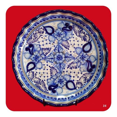 Imagen 8 de 10 de Plato De Talavera Poblana Azul 30 Cm Envío Gratis Hoy! Plt