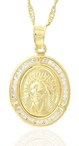 Collar Dije Medalla Divino Rostro Jesús Oro Laminado 18k