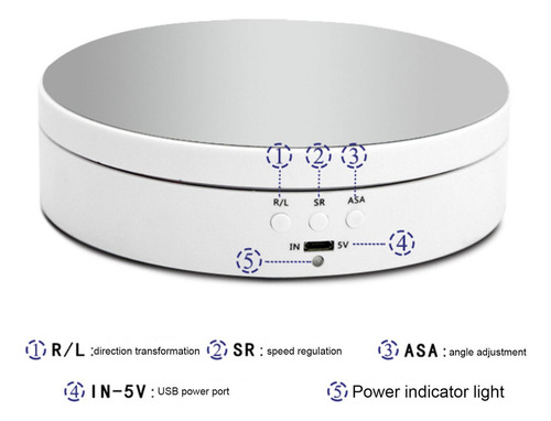 Base Giratoria Eléctrica C/superficie D/espejo 3 Velocidades